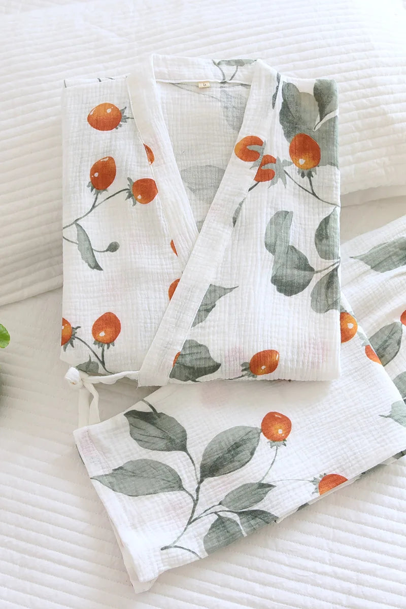 Women’s Cotton Kimono Pajama Set