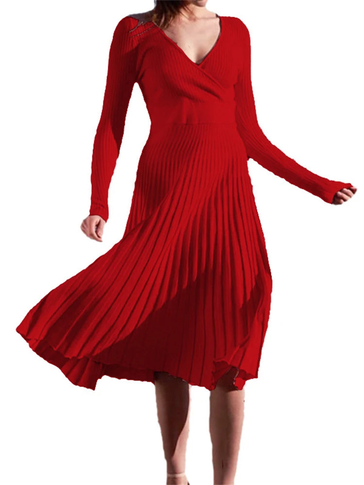 allvariants:: Red pleated dress on a white background
