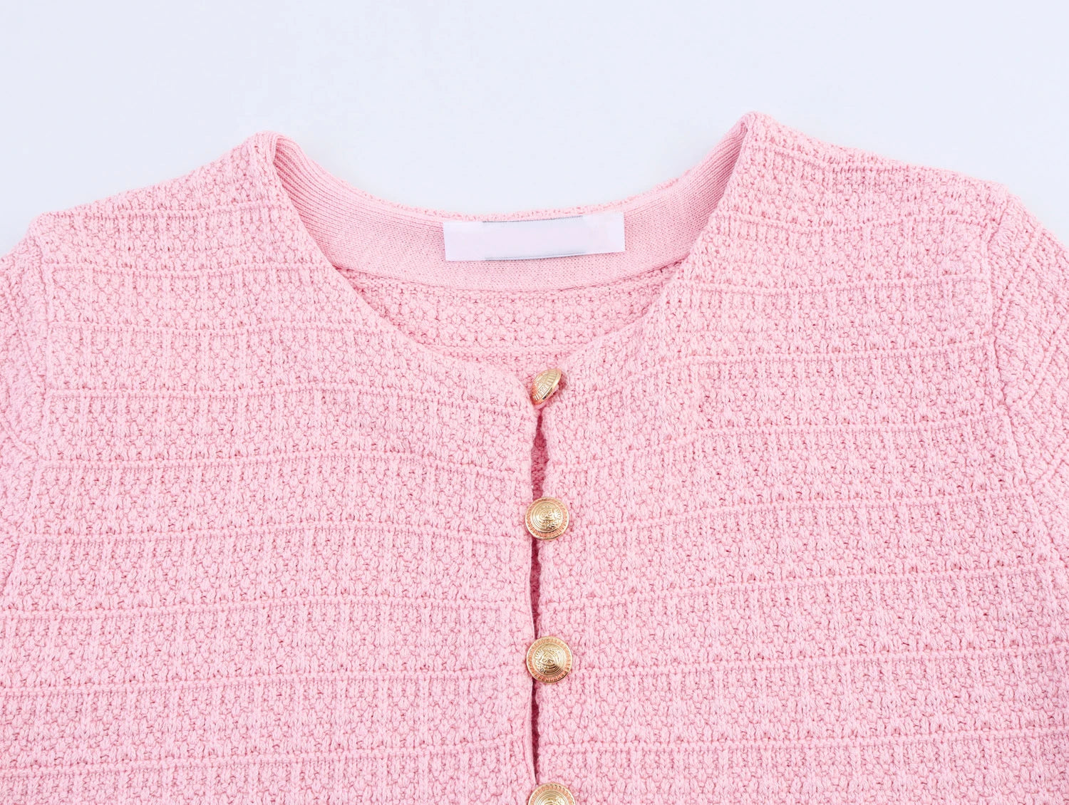 Short-Sleeve Knit Button Cardigan