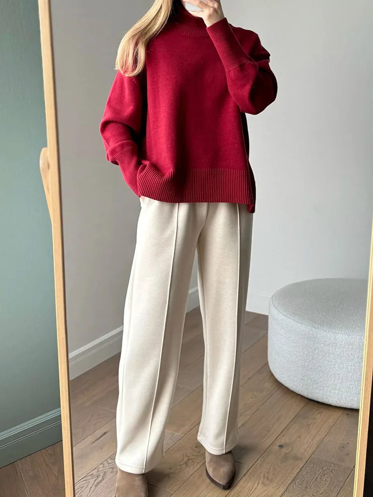 Loose Turtleneck Knit Sweater