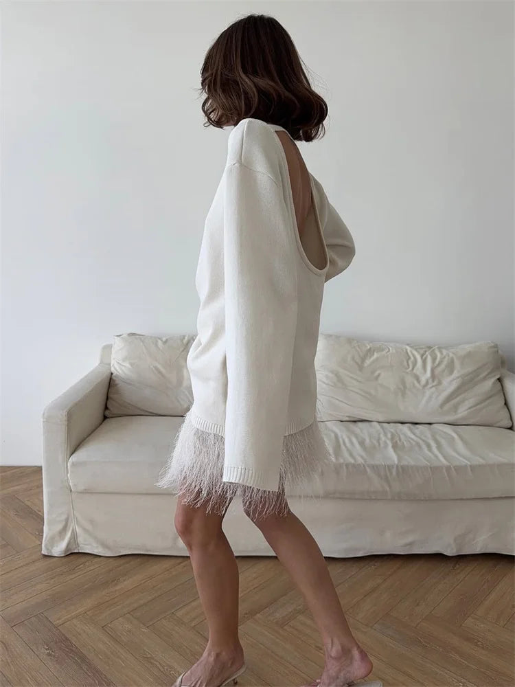 Backless Loose Knit Sweater