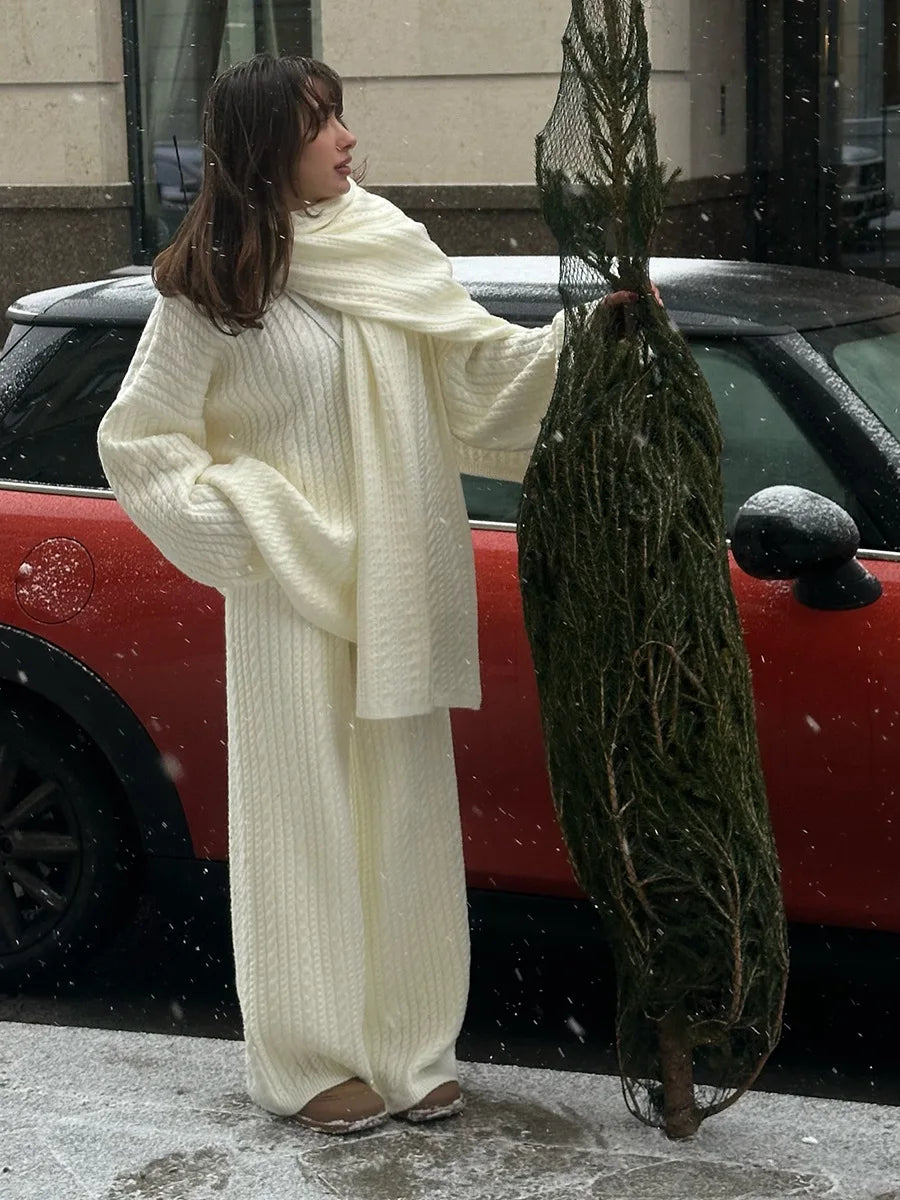 Ribbed Turtleneck Knit Set