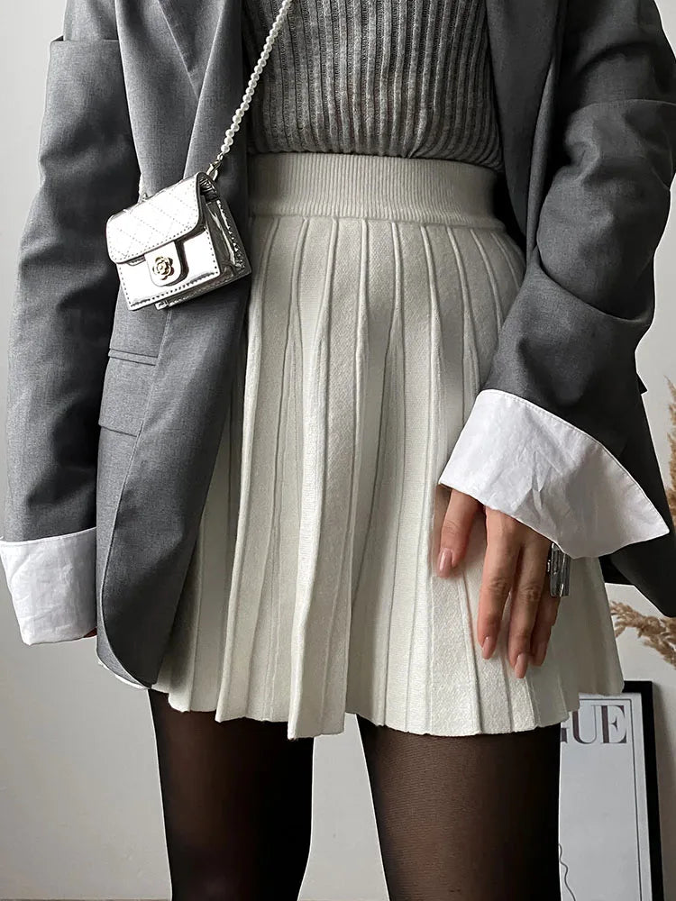 Knitted Pleated Mini Skirt