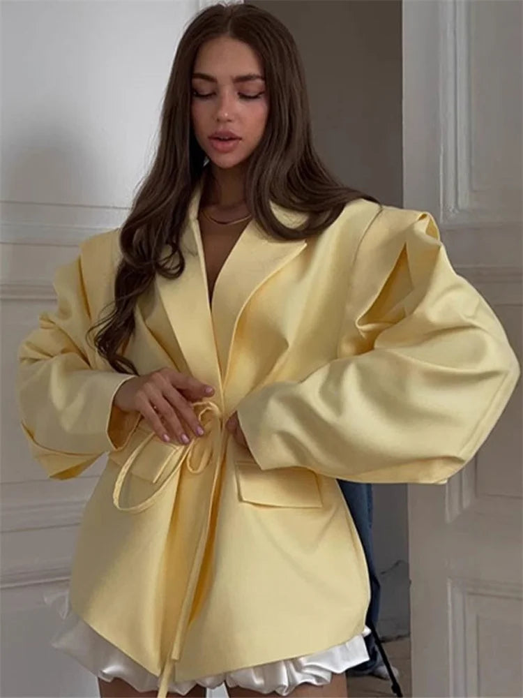 Lace-Up Lapel Suit Jacket