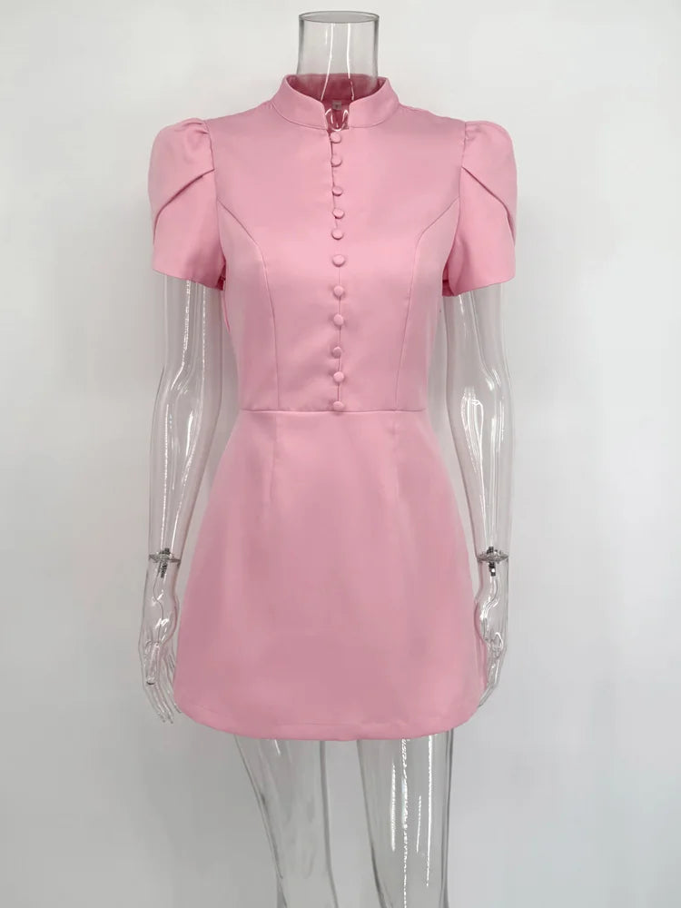 Ruffled Patchwork Mini Dress