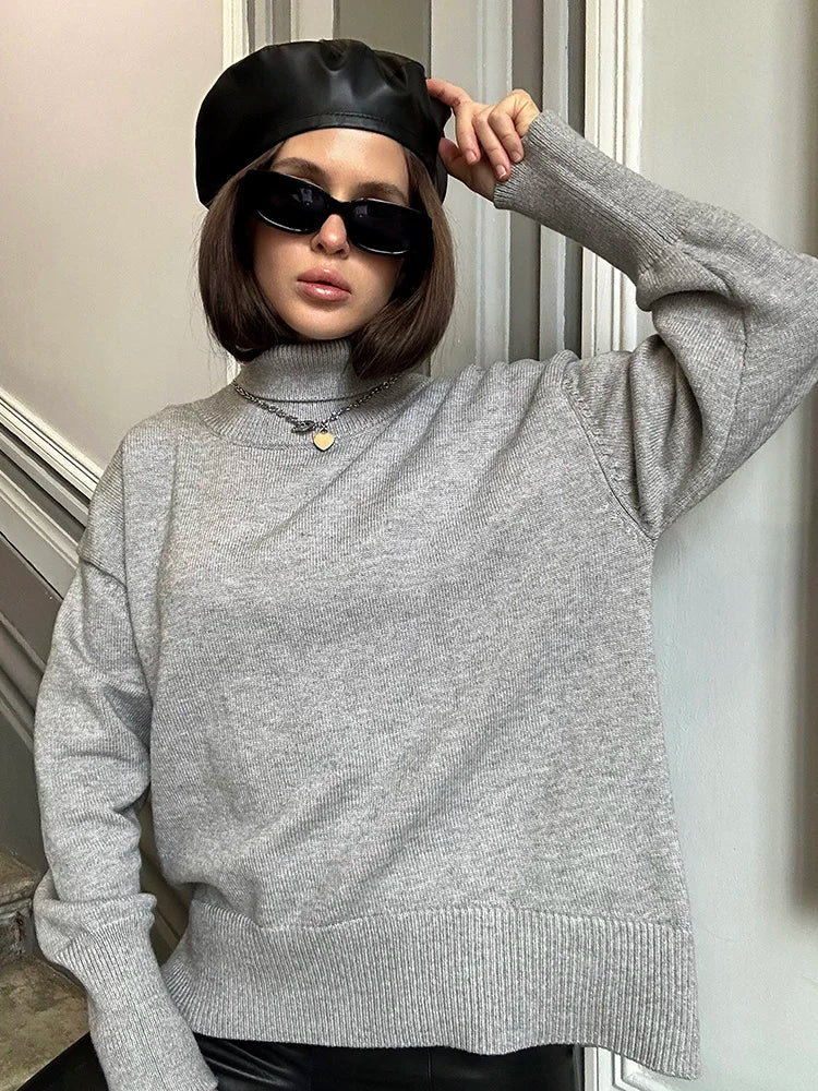 Loose Turtleneck Knit Sweater