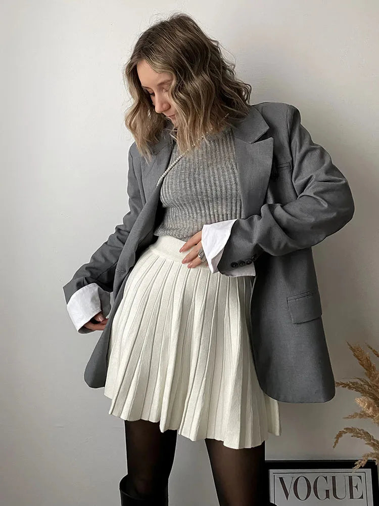 Knitted Pleated Mini Skirt