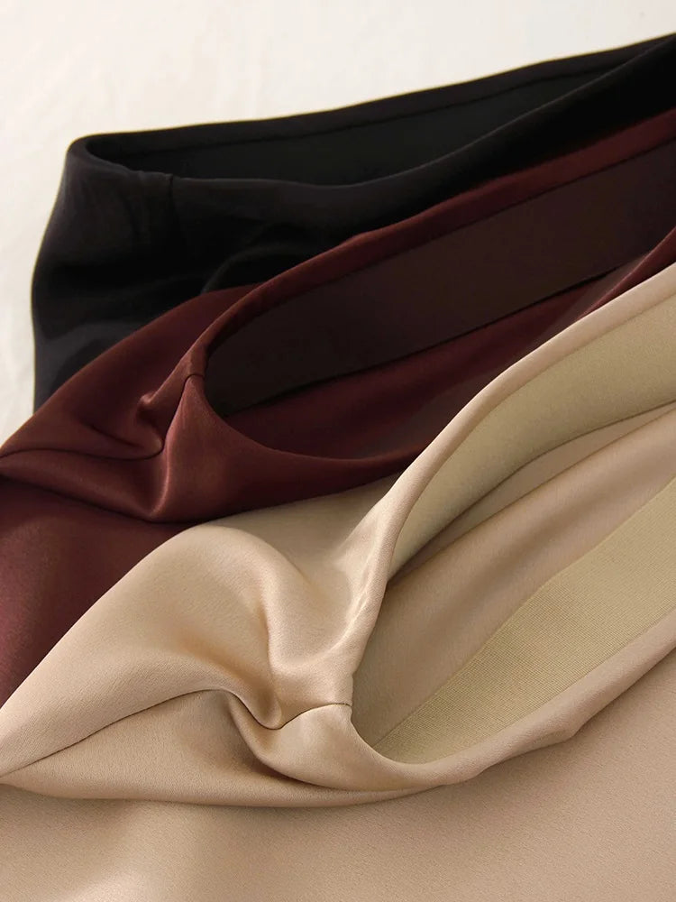 Lace Patchwork Satin Mini Skirt