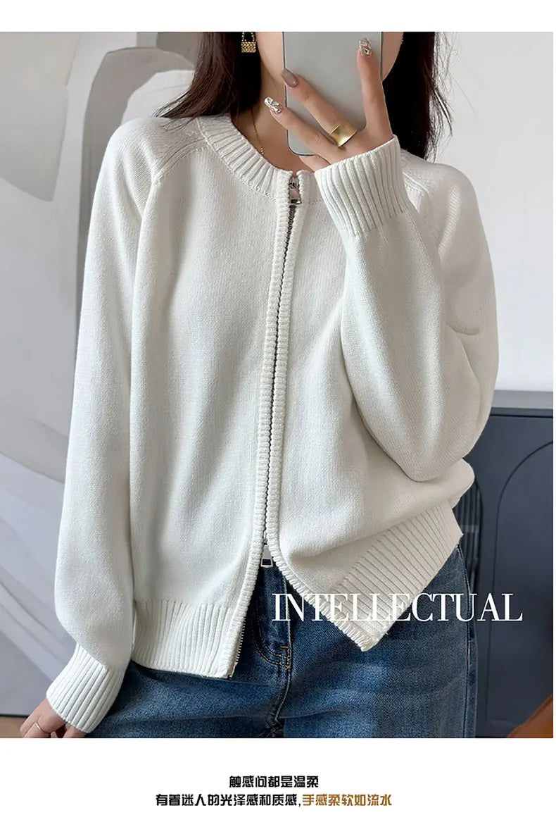 Women’s 100% Cotton Zip-Up Cardigan