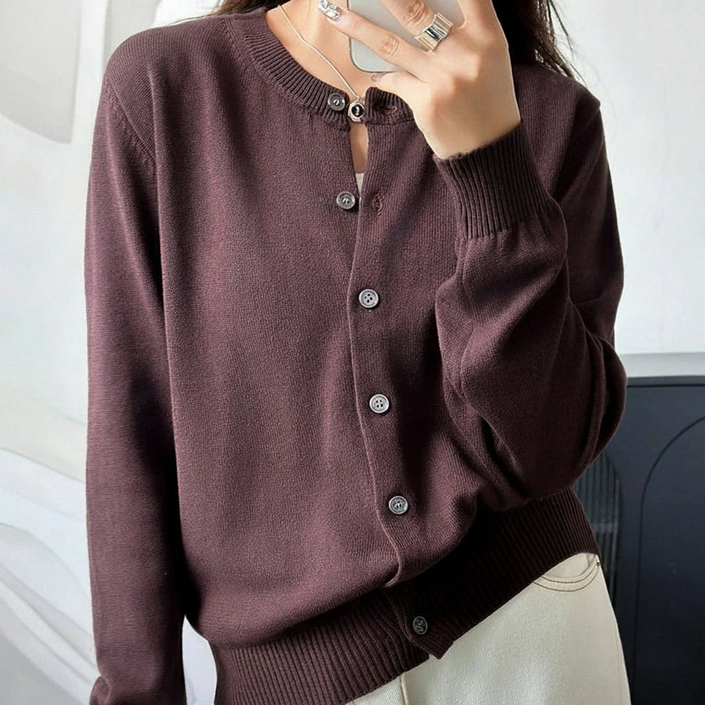 Cotton O-Neck Cardigan