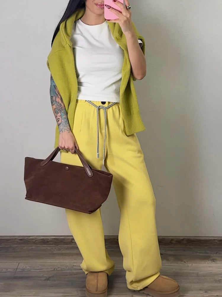 Wide-Leg Fleece Sweatpants