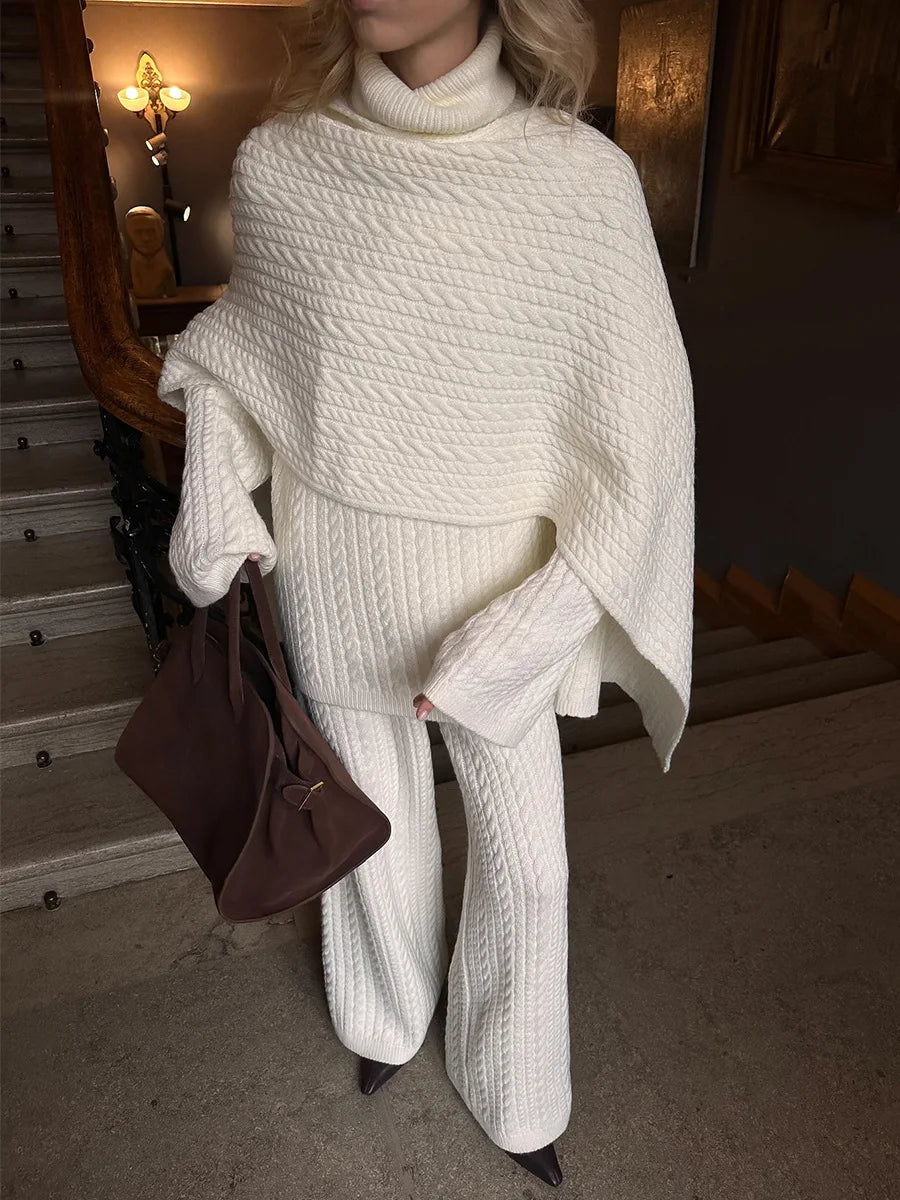 Ribbed Turtleneck Knit Set