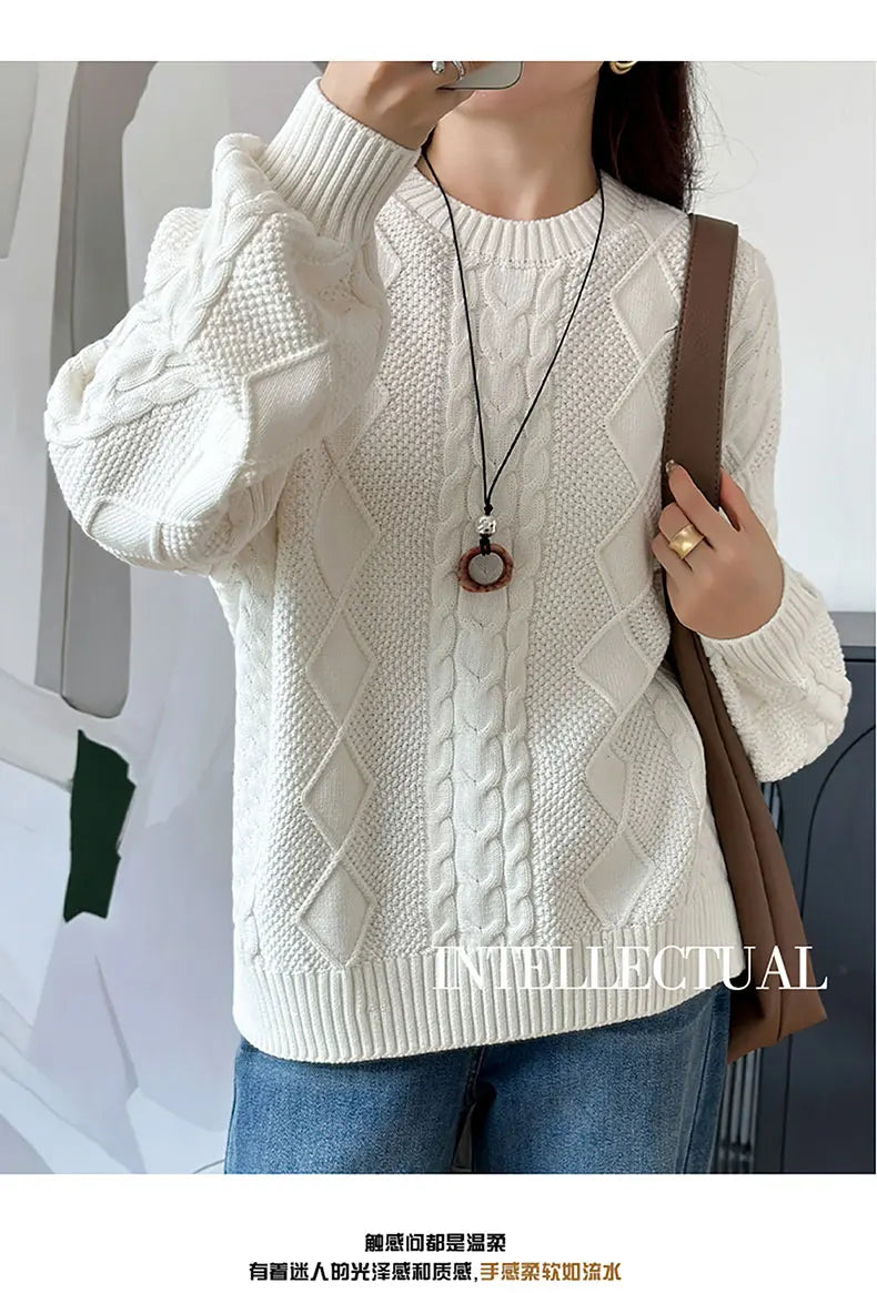 Women’s 100% Cotton Twisted Flower Sweater