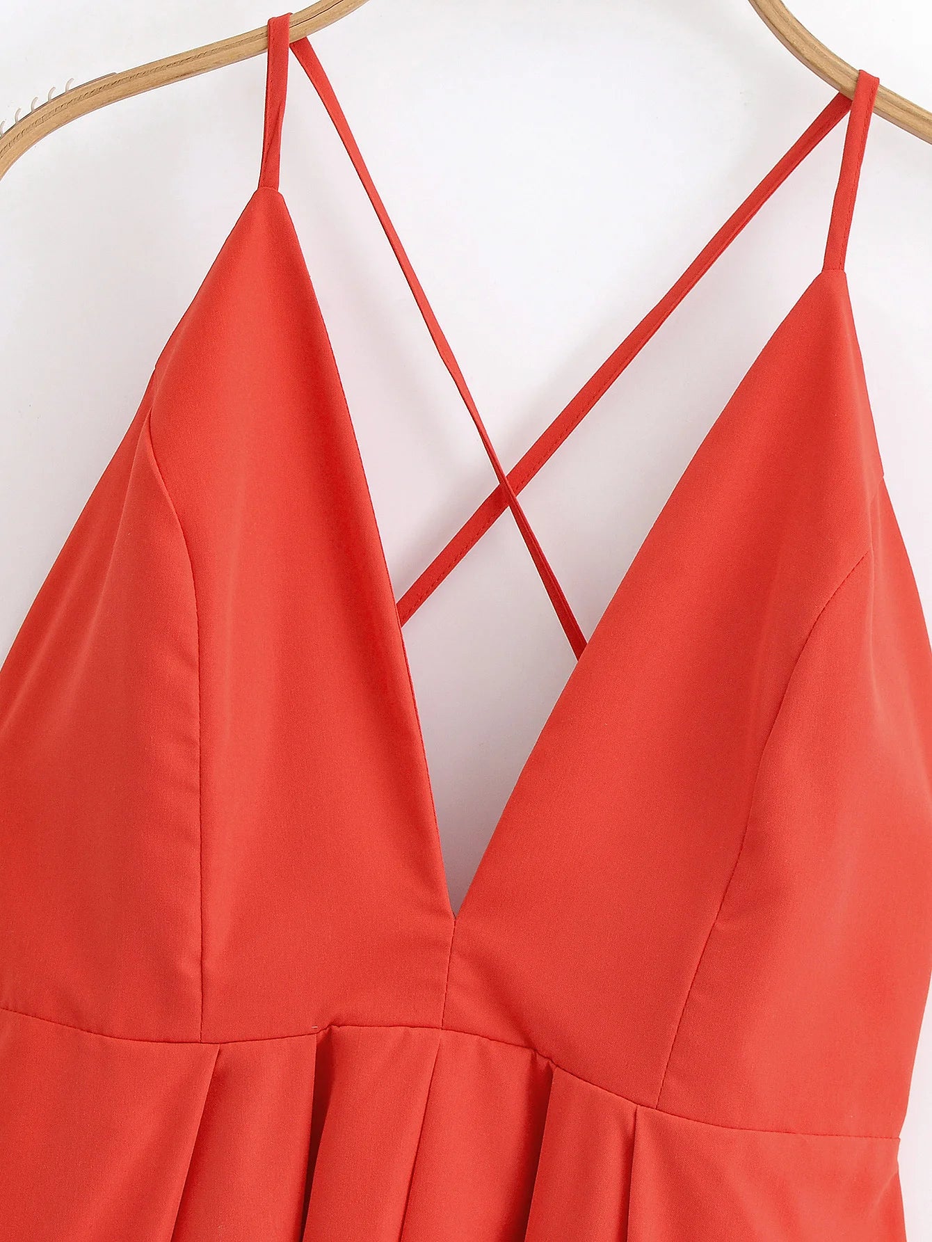 Red Backless Halter Pleated A-Line Maxi Dress