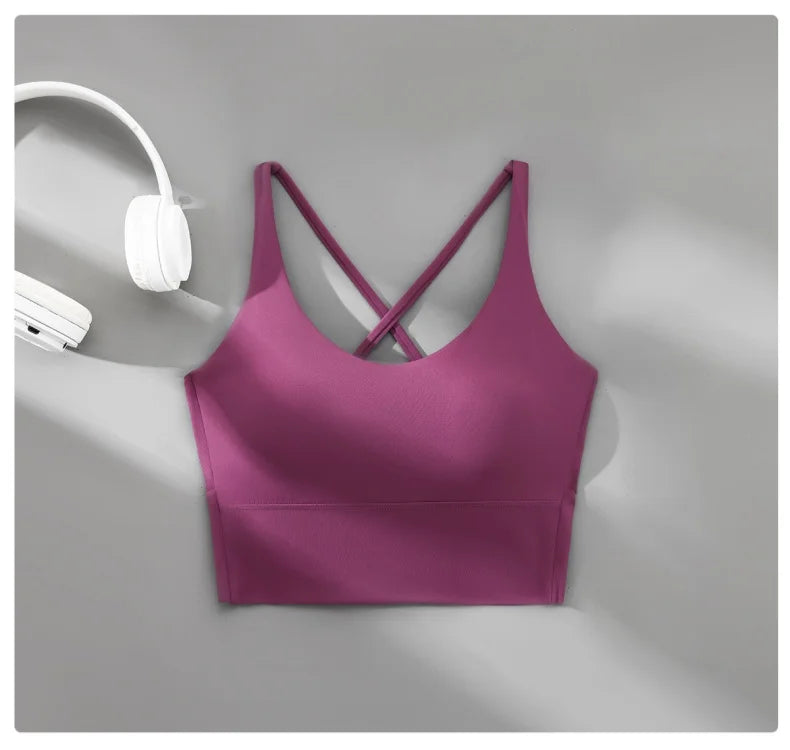 High Impact Seamless Sports Bra with Cross Back