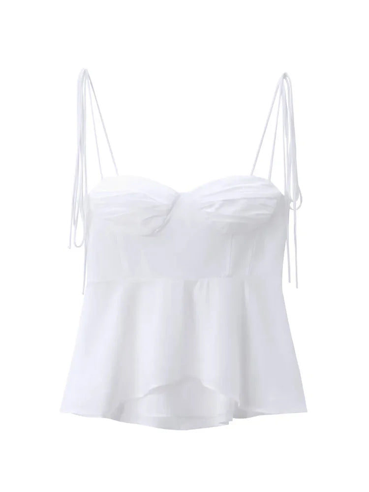 Smocked Strappy Ruffle Camisole