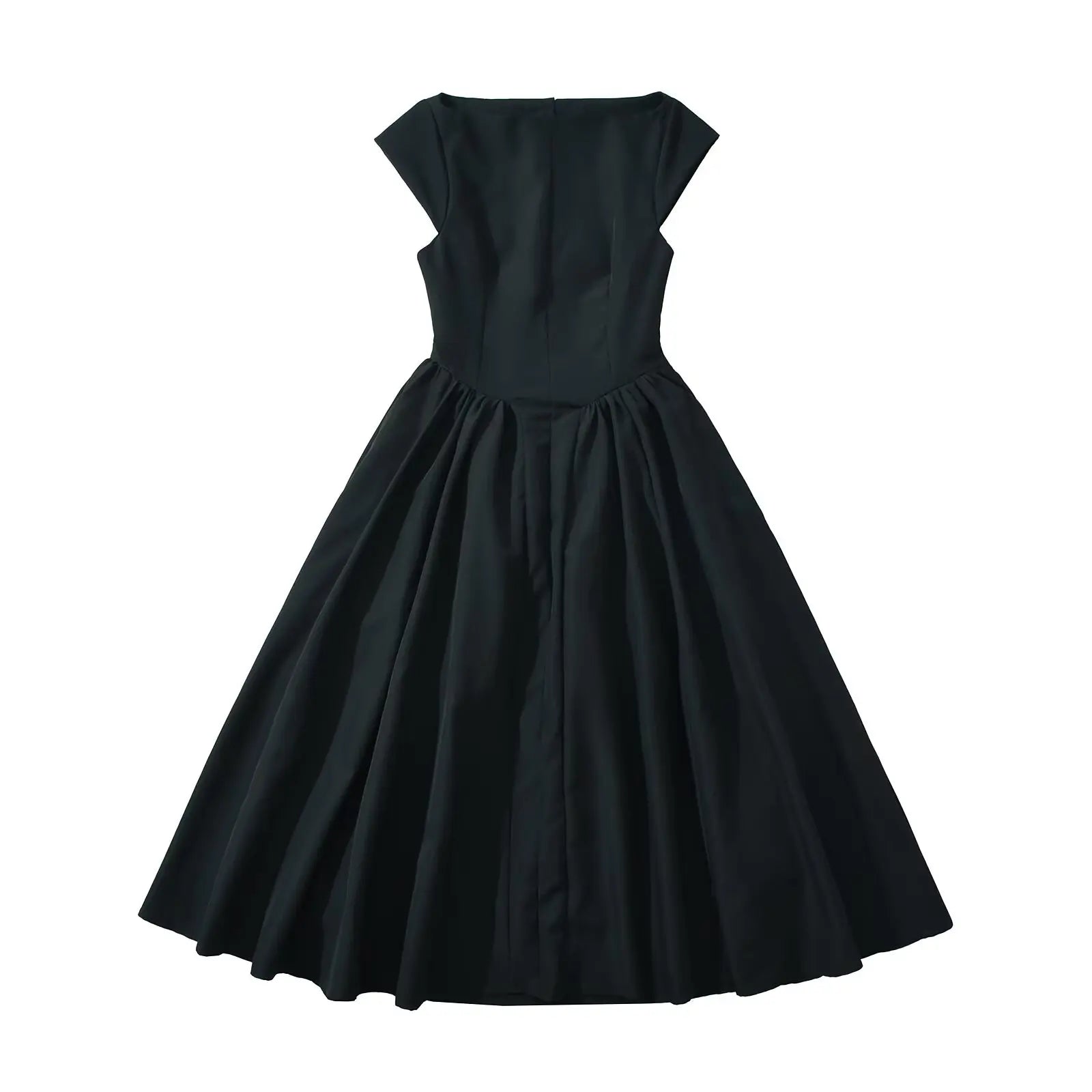 Backless Pleated Low-Waist A-Line Midi Dress