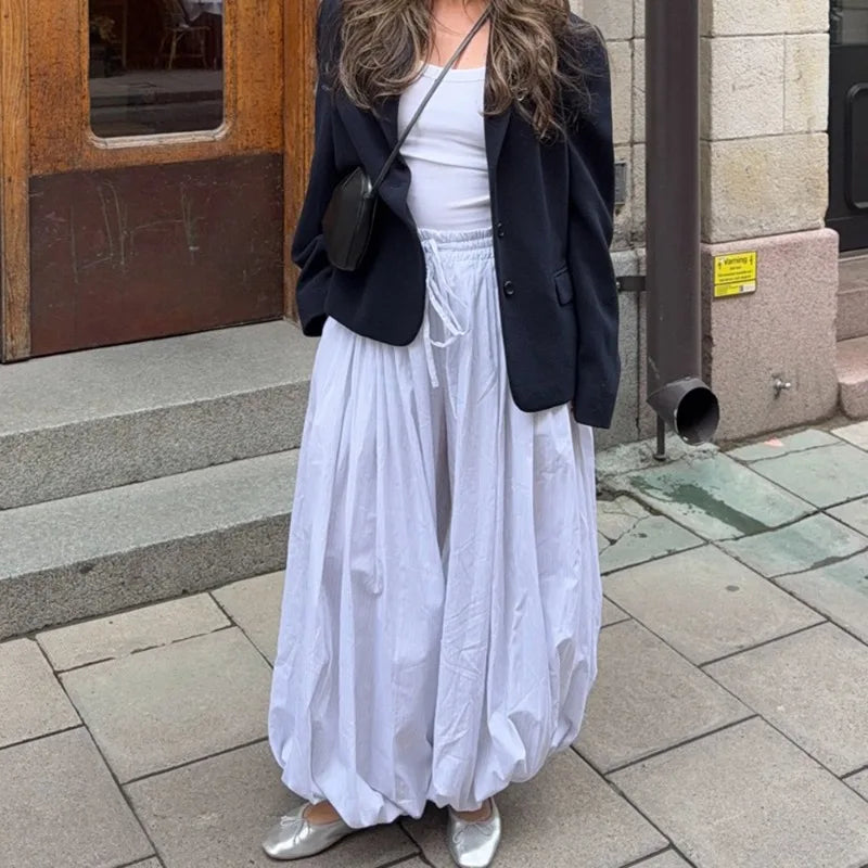 High Waist Wide-Leg Patchwork