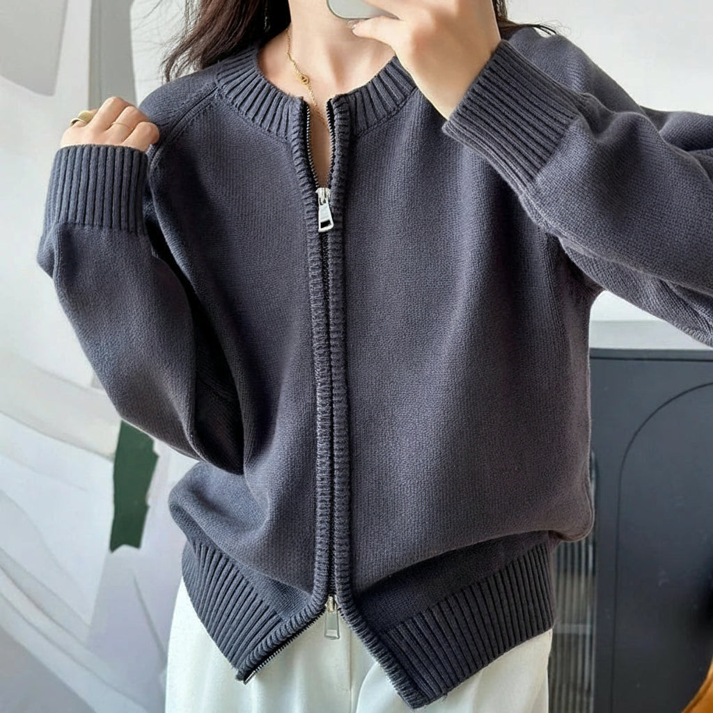 Women’s 100% Cotton Zip-Up Cardigan
