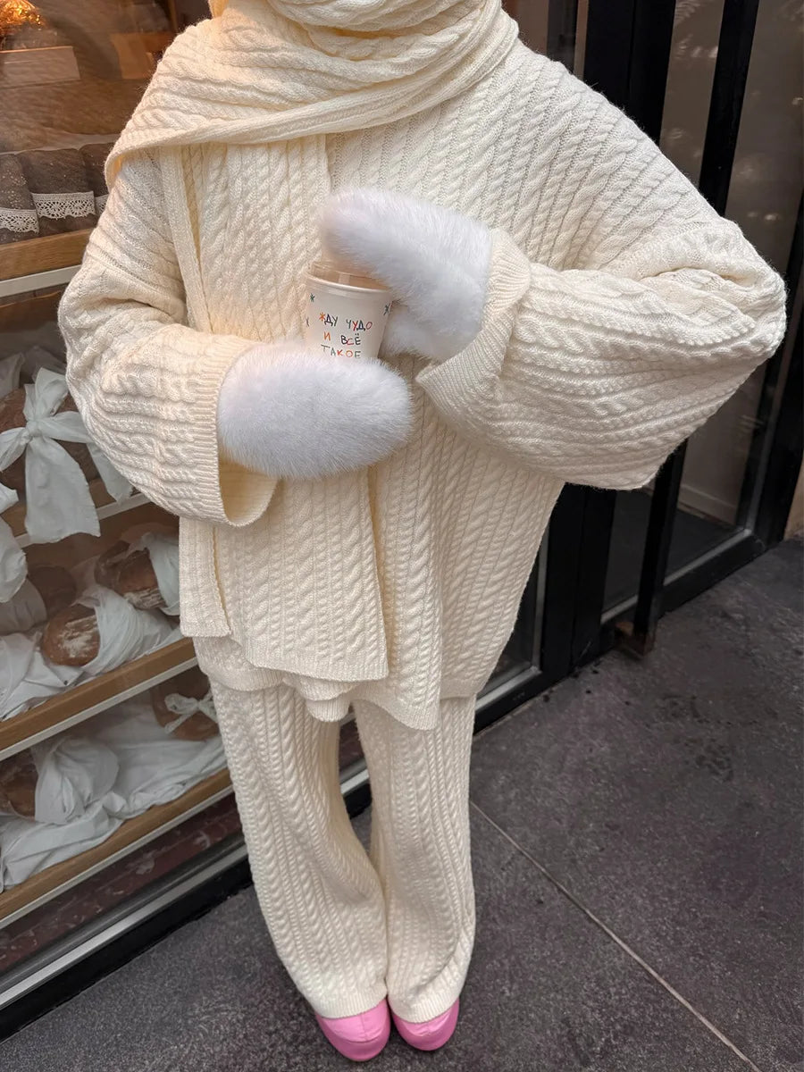 Ribbed Turtleneck Knit Set