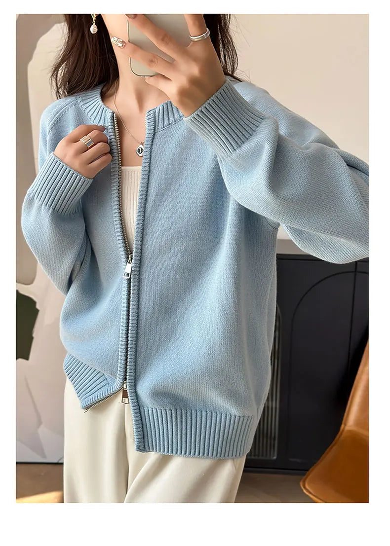 Women’s 100% Cotton Zip-Up Cardigan