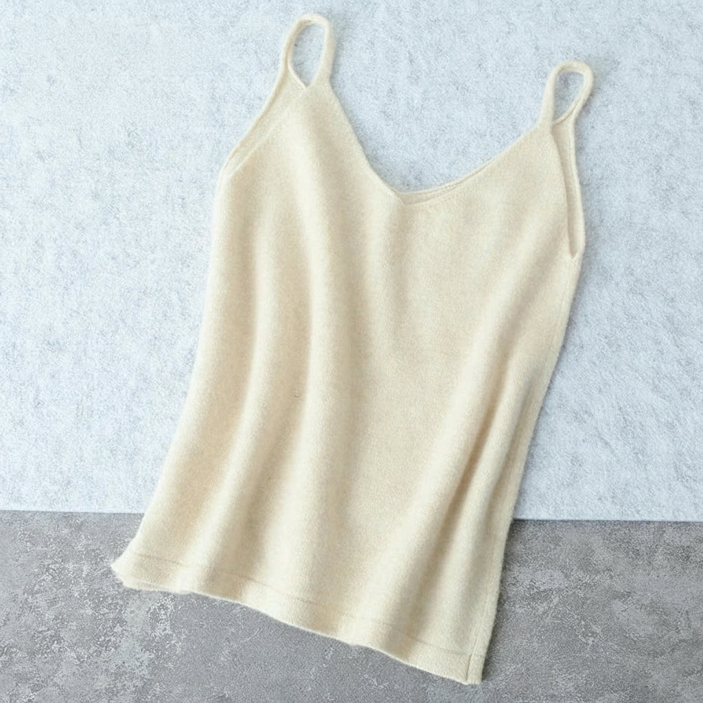 allvariants:: Beige wool camisole on a light gray background with 'YTFidio' branding.