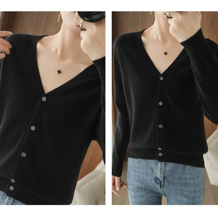 Women’s Cotton V-Neck Cropped Cardigan