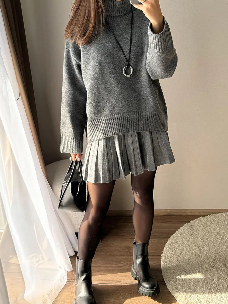 Knitted Pleated Mini Skirt