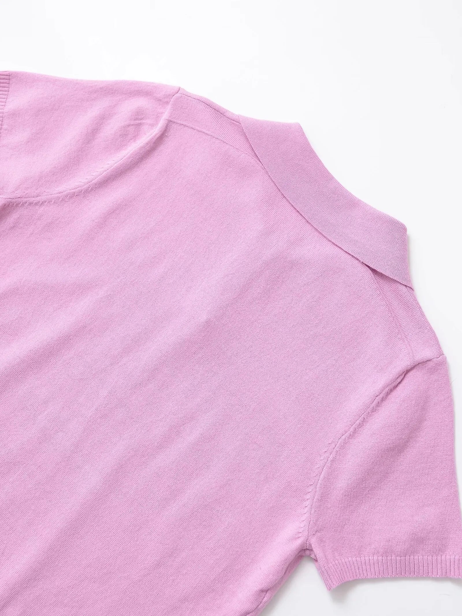 Short-Sleeve Jersey Polo Crop Top