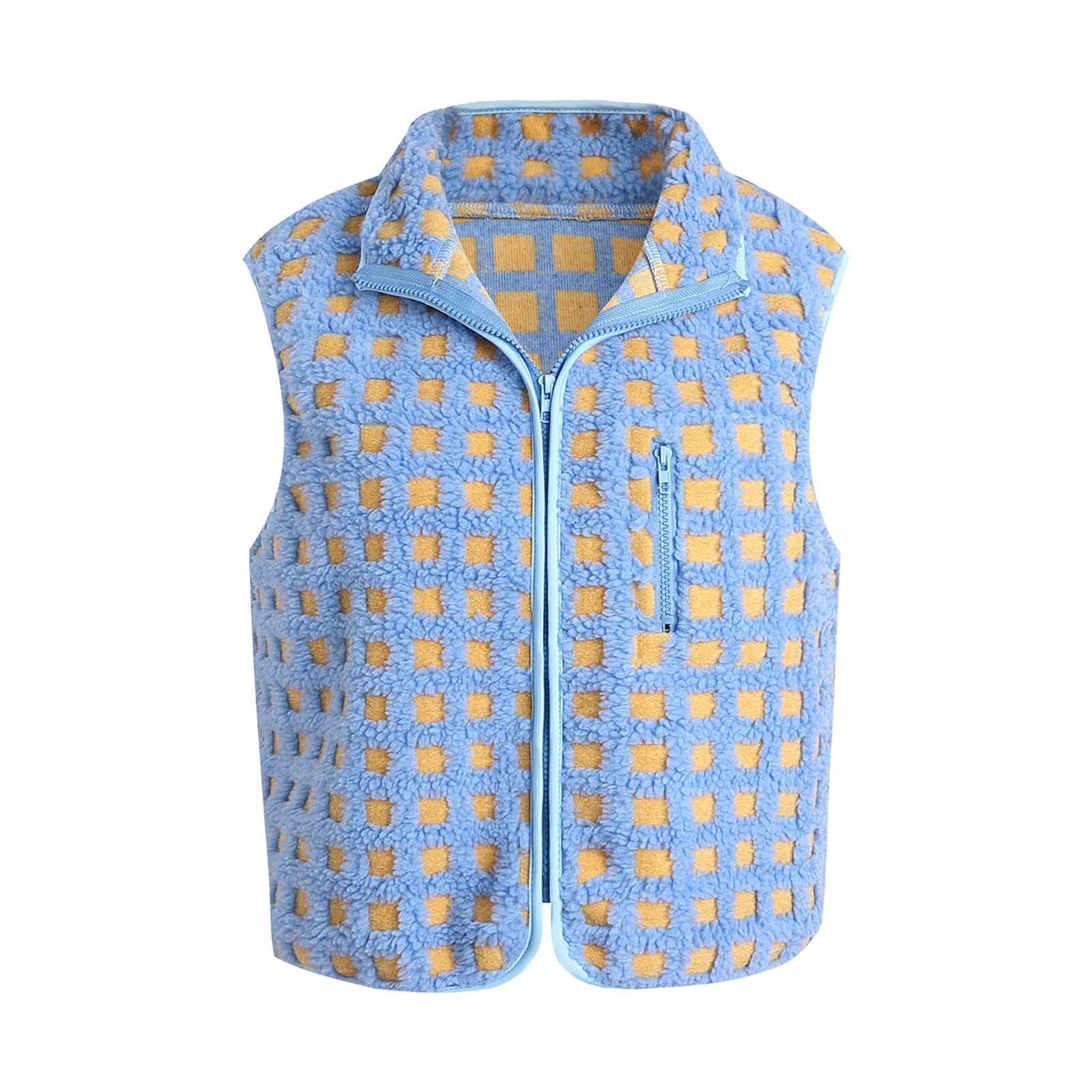 allvariants:: Blue and yellow checkered vest on a white background
