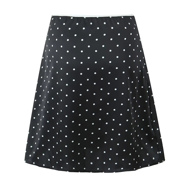 Vintage Polka Dot A-Line Knee-Length Skirt