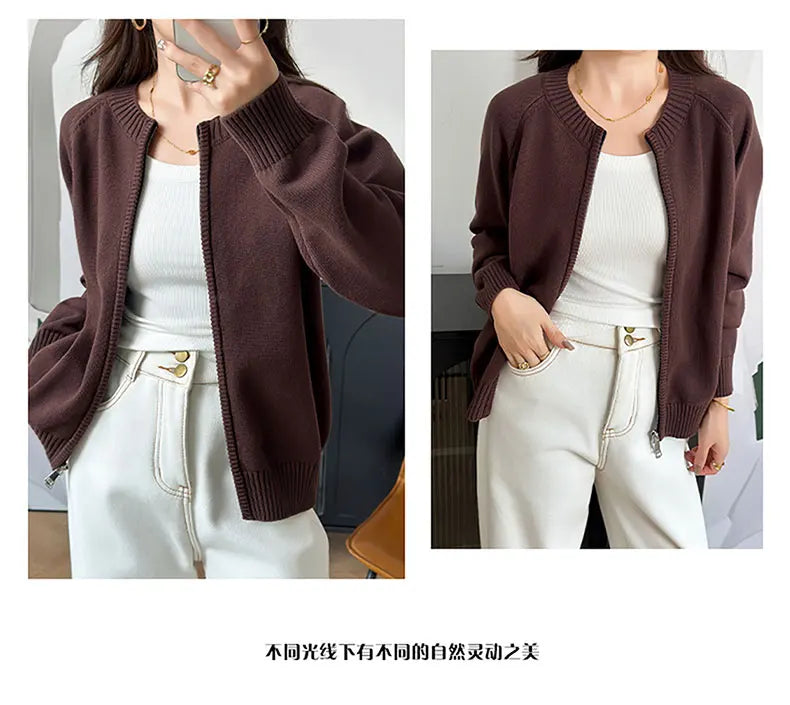 Women’s 100% Cotton Zip-Up Cardigan