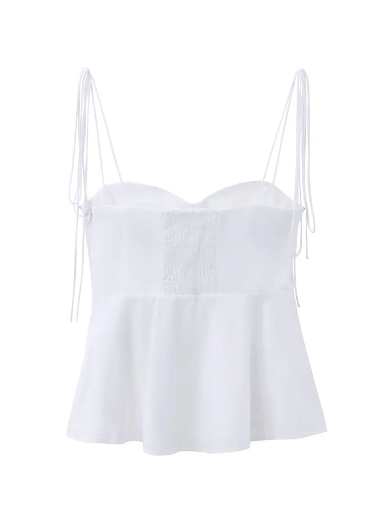 Smocked Strappy Ruffle Camisole