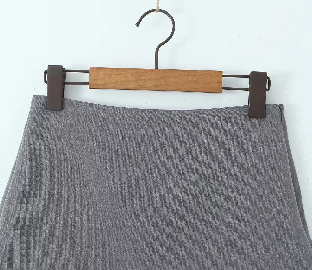 High-Waist Side-Zip Grey Mini Skirt
