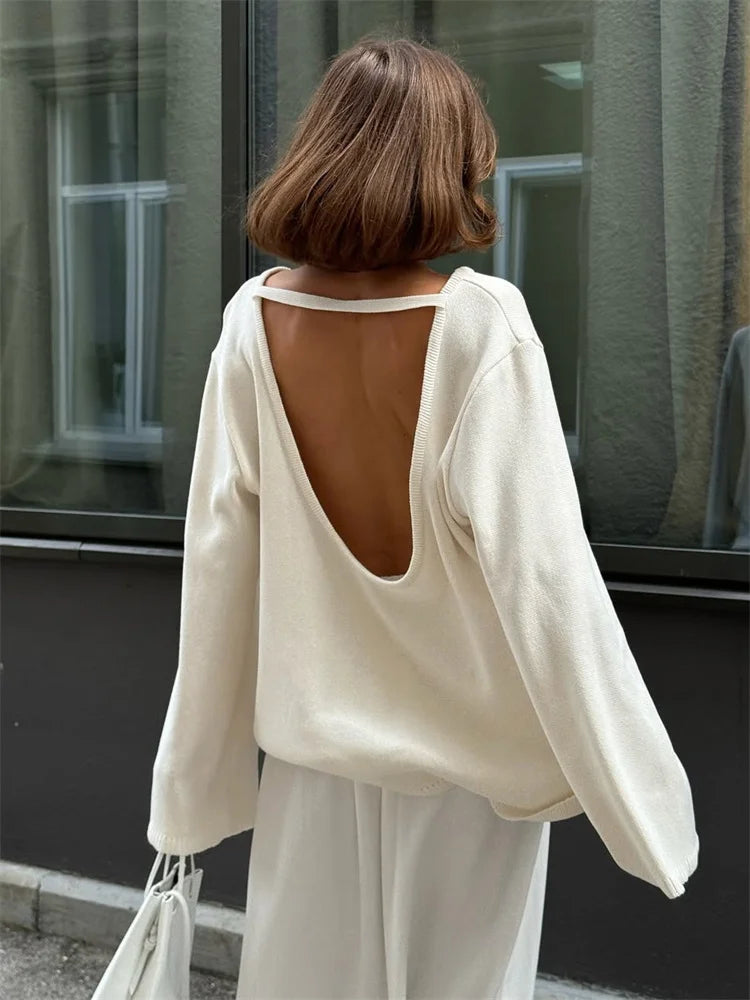Backless Loose Knit Sweater