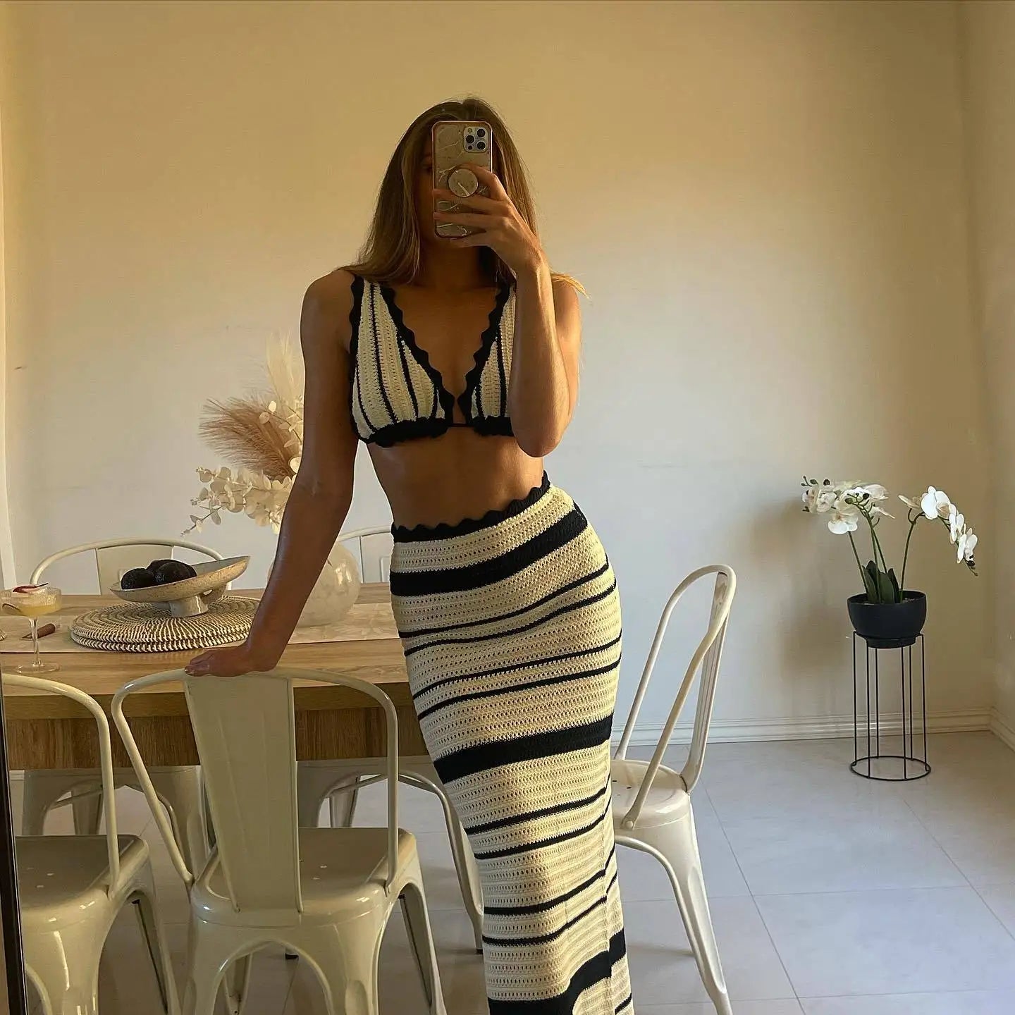 Striped Knit Two-Piece Set