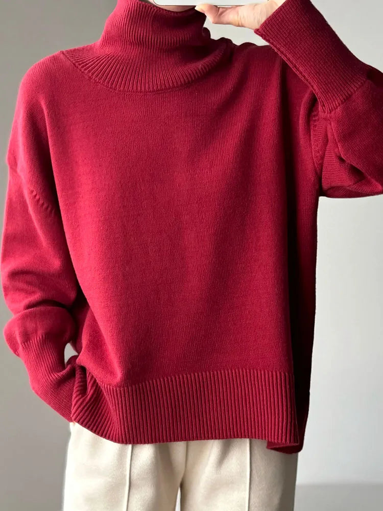 Loose Turtleneck Knit Sweater