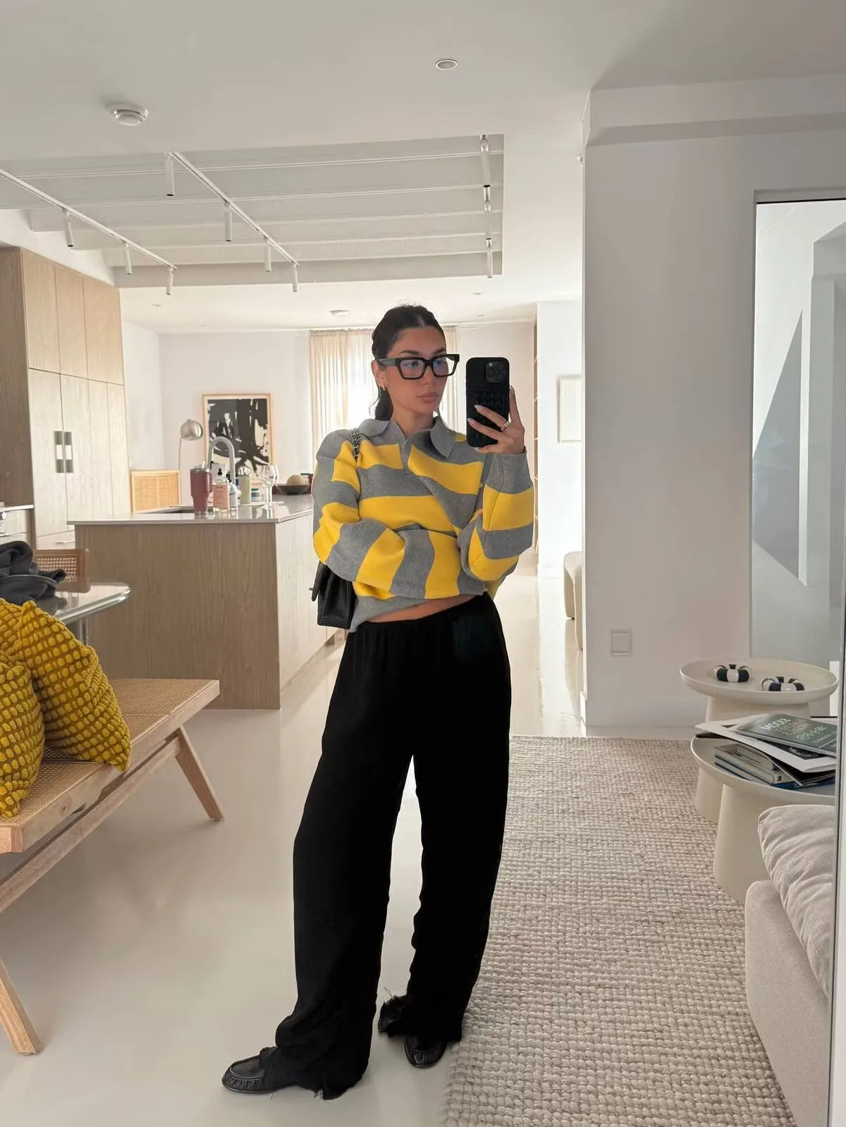 Striped Knit Polo Sweater