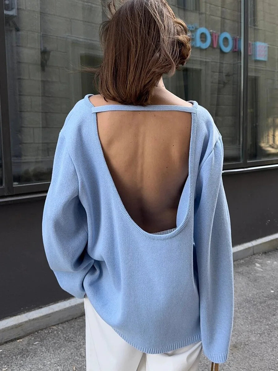 Backless Loose Knit Sweater