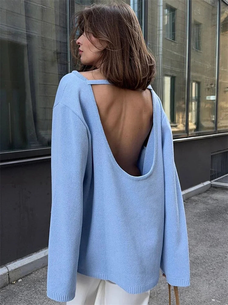 Backless Loose Knit Sweater