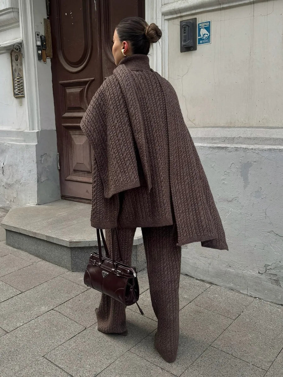 Ribbed Turtleneck Knit Set