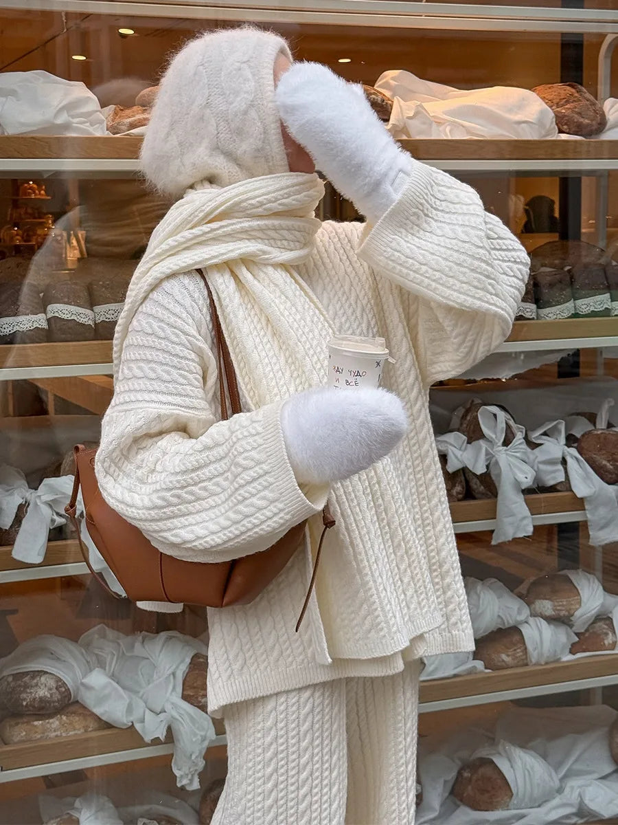 Ribbed Turtleneck Knit Set