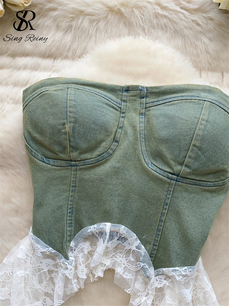 Women’s Lace Splice Denim Camisole