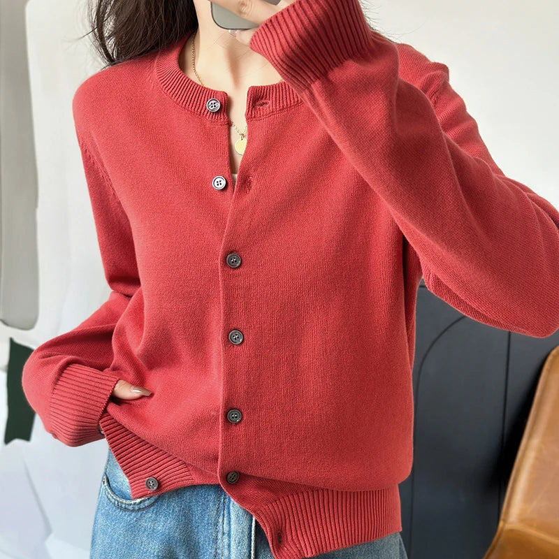 Cotton O-Neck Cardigan