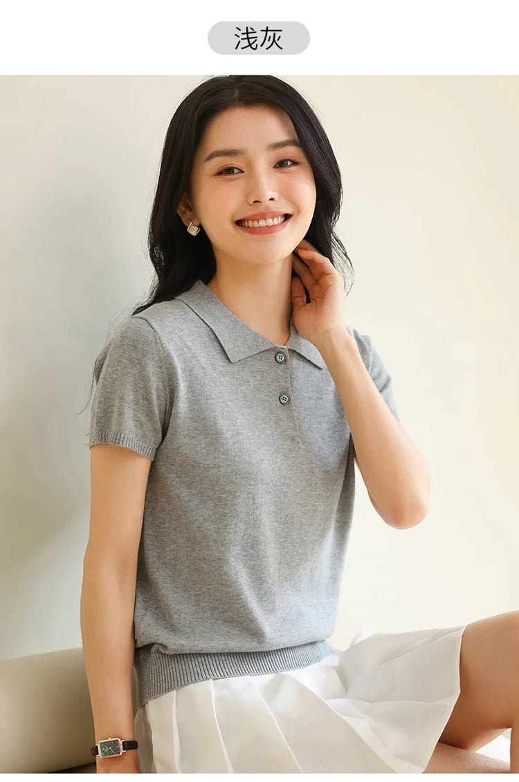 Women’s 100% Cotton Polo Collar Top