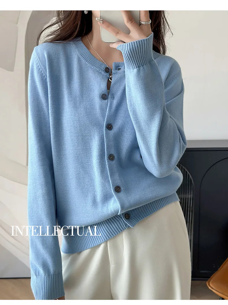 Cotton O-Neck Cardigan