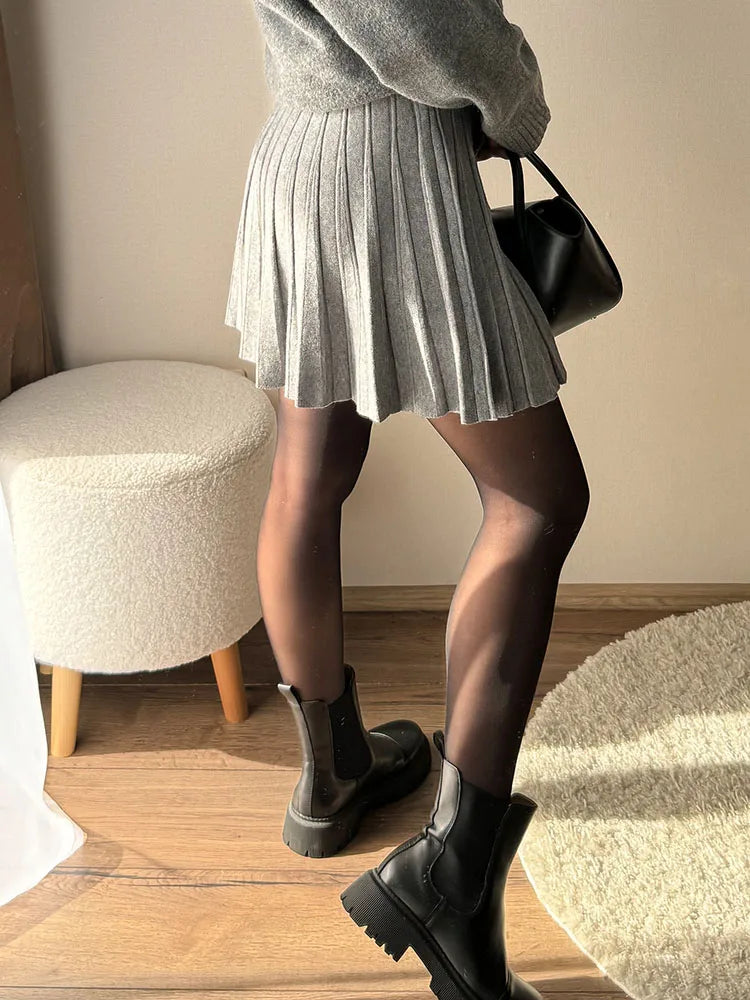 Knitted Pleated Mini Skirt