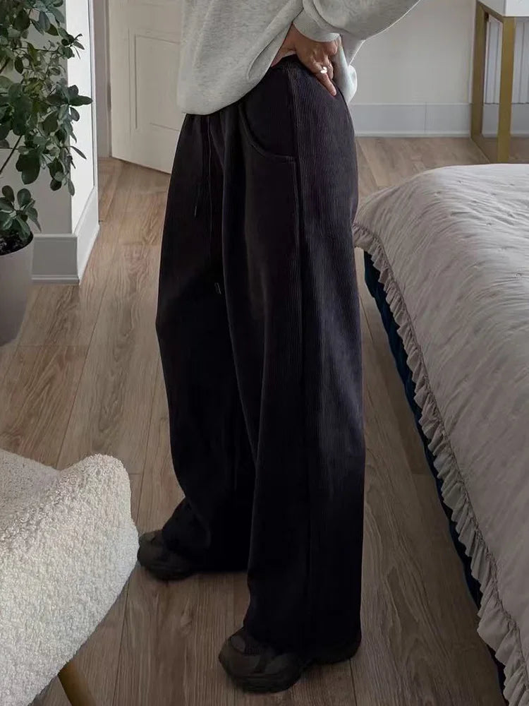 High Waist Corduroy Fleece Pants