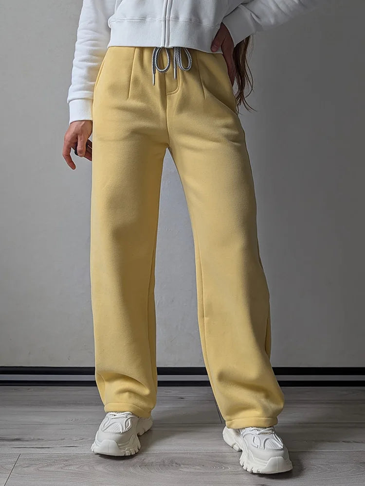 Wide-Leg Fleece Sweatpants