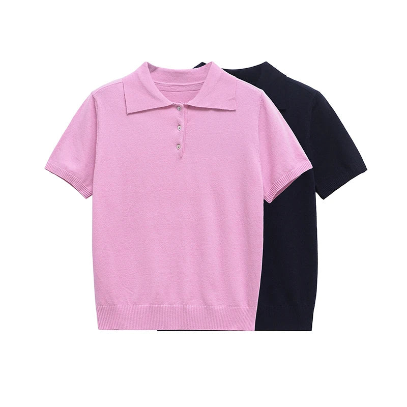 allvariant::Pink and black polo shirts on a white background